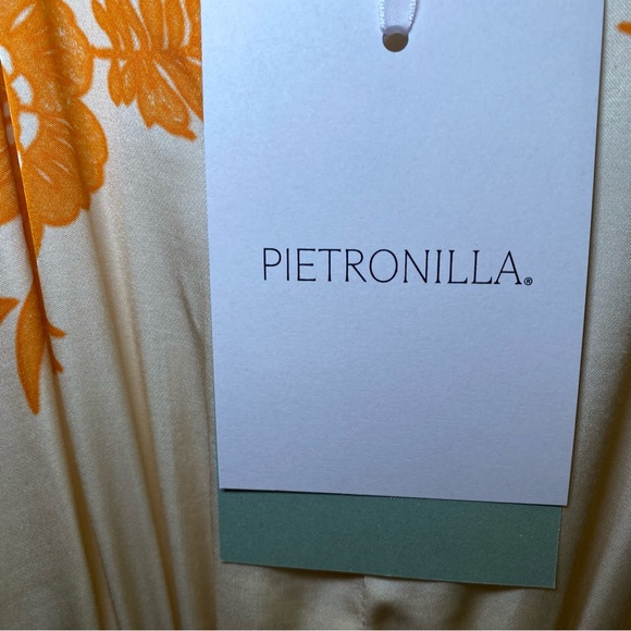 Pietronilla Elegant Peach and Cream Dress Maxi Dress w Sash sz L - Picture 7 of 14